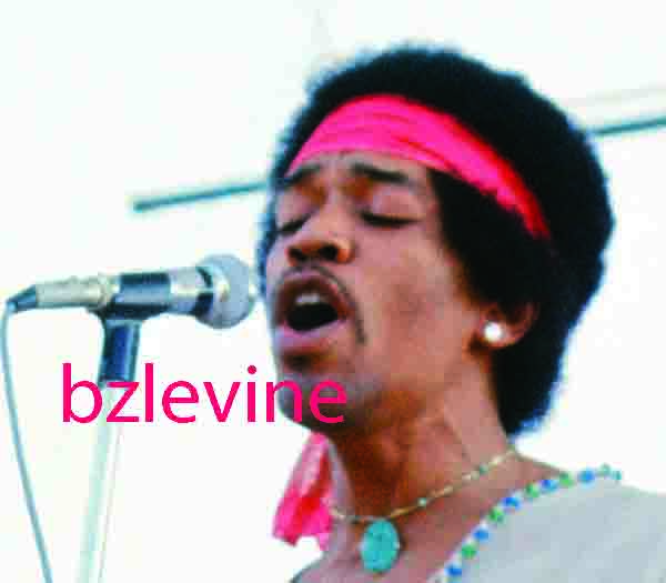 Jimi Hendrix on stage at Woodstock